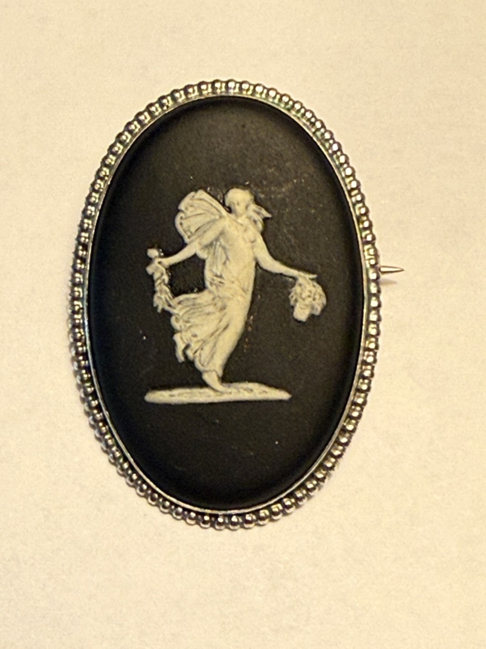Wedgewood Sterling Silver Cameo Brooch - Oval Fairy Motif - Made in England ‘68